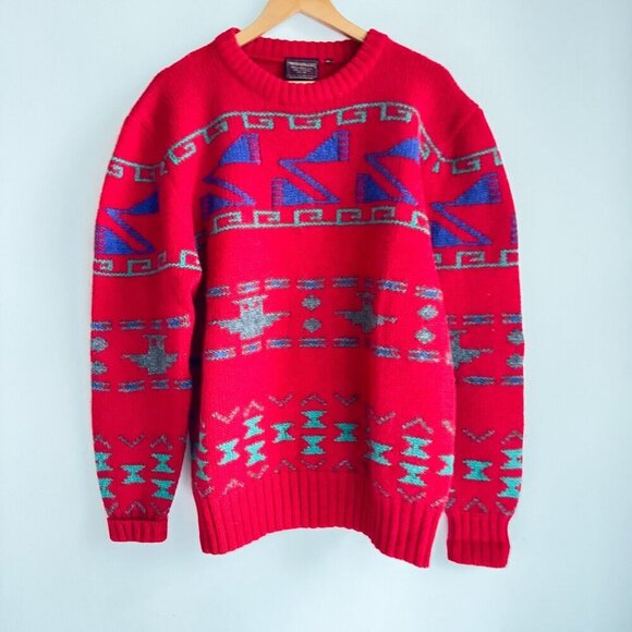Vintage Chaps Ralph Lauren Shetland Wool Southwestern Print Sweater XL - Picture 3 of 6